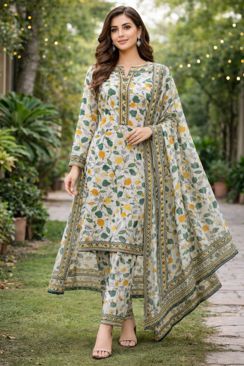 Stitched Premium 3 Piece Lawn Suit – by Bin Saeed