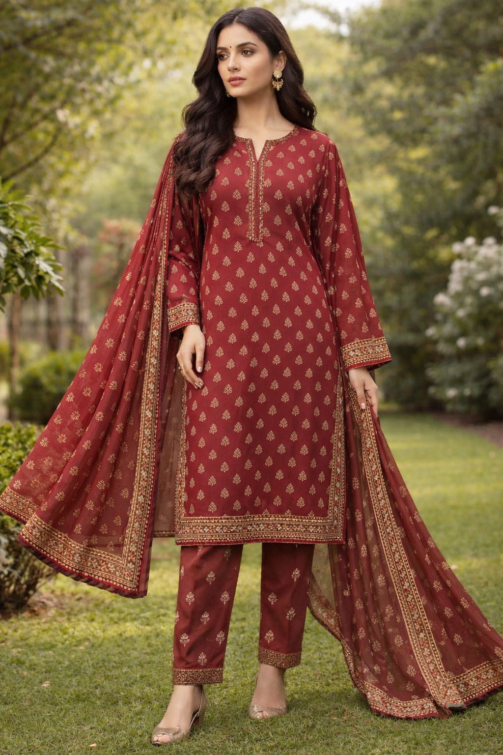 Bin Saeed Original Lawn 3 Piece Suit – Premium Lawn Dress with Dupatta