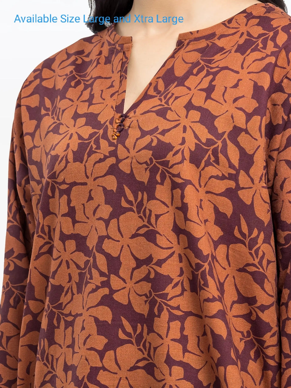 Pret 2 Pc Printed Khaddar Co-Ord Set - Brown Floral